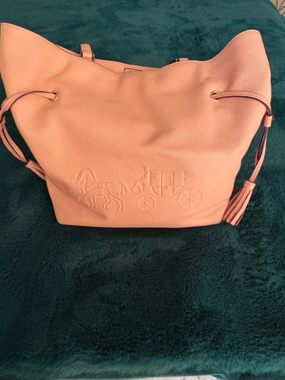 Pink Leather Hobo Embossed Carriage Detail